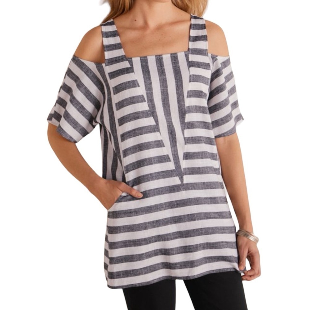 Soft Surroundings Striped Linen Blend Blouse